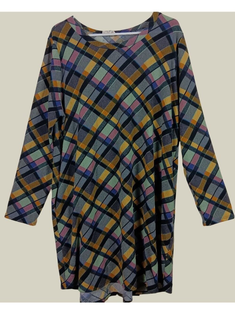 Sweet Lovely By Jen Plaid Knee Length Dress Pockets Womens 1XL Casual Boho